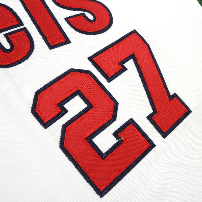 Mike Trout California Angels Cooperstown Home White Throwback Jersey jersey front view