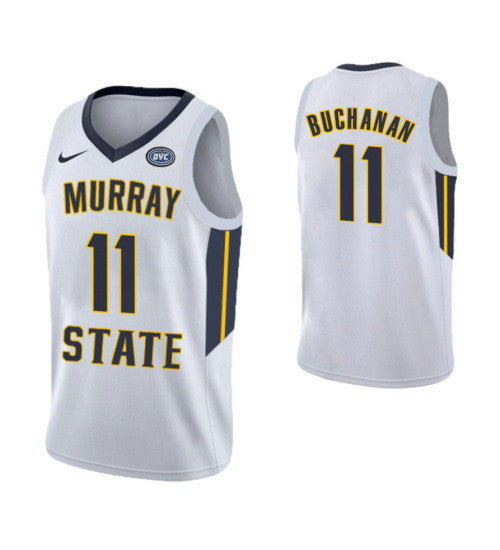 Murray State Racers #11 Shaq Buchanan College Basketball Jersey White stitched college jersey