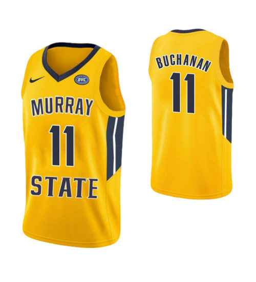 Murray State Racers #11 Shaq Buchanan College Basketball Jersey Yellow stitched college jersey