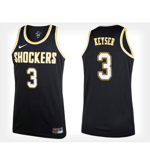 Wichita State Shockers 3 Cj Keyser Black Alternate College Basketball Jersey | Stitched Jersey RTJS 5939