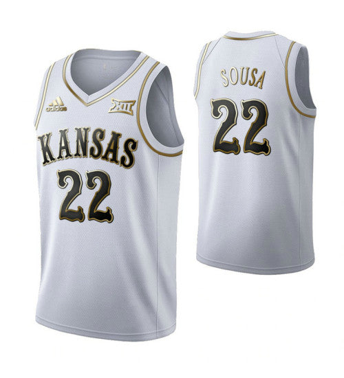 Kansas Jayhawks 22 Silvio De Sousa Limited Golden Edition College Basketball Jersey White | Stitched Jersey RTJS 3739