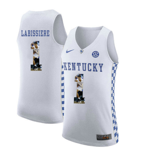 Kentucky Wildcats 1 Skal Labissiere College Basketball Jersey White stitched retro jersey