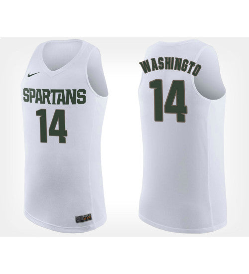Michigan State Spartans 14 Brock Washington White Road College Basketball Jersey | Stitched Jersey RTJS 8839