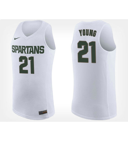 Michigan State Spartans #21 Clay Young White Road College Basketball Jersey stitched college jersey