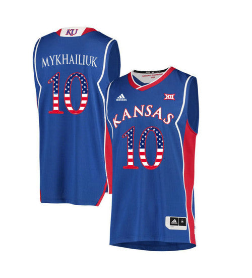 Kansas Jayhawks 10 Sviatoslav Mykhailiuk College Basketball Jersey Royal | Stitched Jersey RTJS 3915