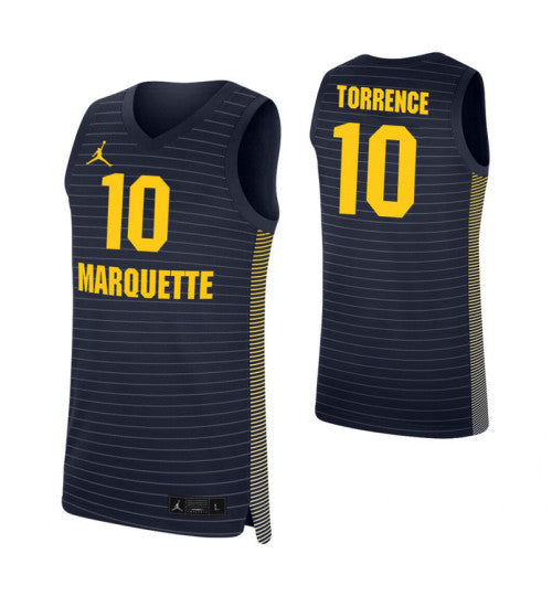 Marquette Golden Eagles 10 Symir Torrence Navy College Basketball Jersey stitched retro jersey