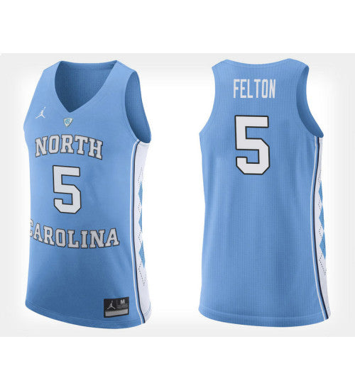 North Carolina Tar Heels #5 Jalek Felton Light Blue Home College Basketball Jersey stitched college jersey