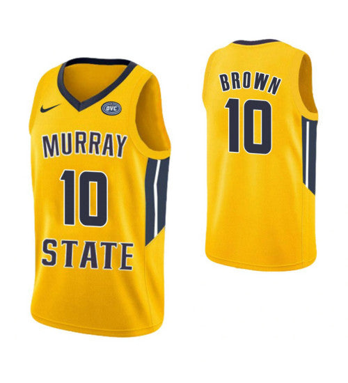 Murray State Racers #10 Tevin Brown College Basketball Jersey Yellow stitched college jersey