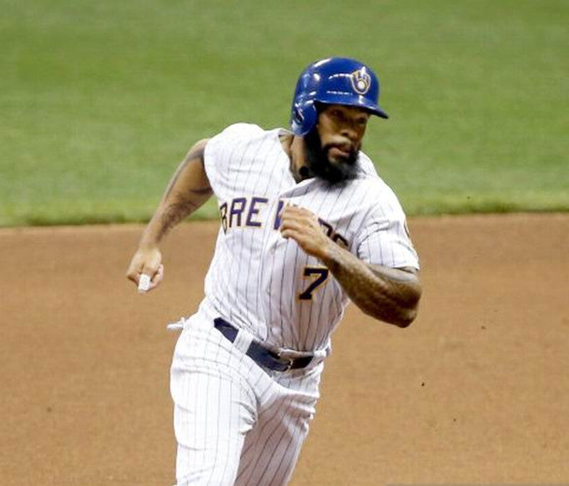 Milwaukee Brewers Eric Thames MLB jersey front view