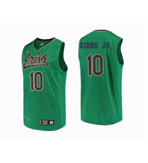 Notre Dame Fighting Irish 10 Tj Gibbs Jr College Basketball Jersey Green | Stitched Jersey RTJS 7872