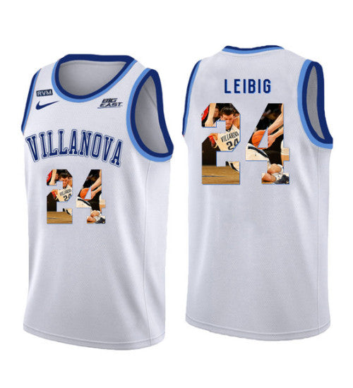 Villanova Wildcats Tom Leibig 11199 #24 White stitched throwback college basketball jersey