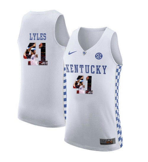 Kentucky Wildcats 41 Trey Lyles College Basketball Jersey White | Stitched Jersey RTJS 3571