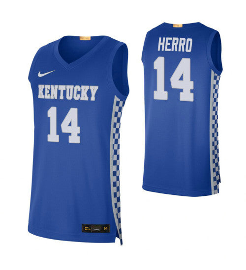 Kentucky Wildcats 14 Tyler Herro Royal College Basketball Jersey stitched retro jersey
