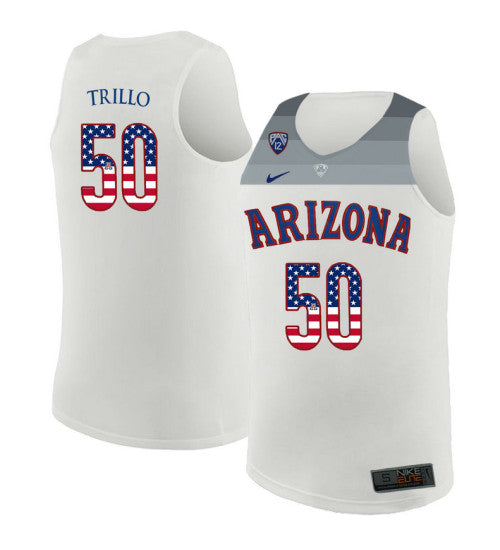 Arizona Wildcats 50 Tyler Trillo College Basketball Jersey White 335 stitched basketball jersey for game day fanwear