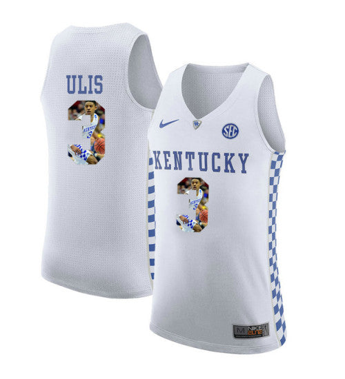 Kentucky Wildcats 3 Tyler Ulis College Basketball Jersey White stitched retro jersey