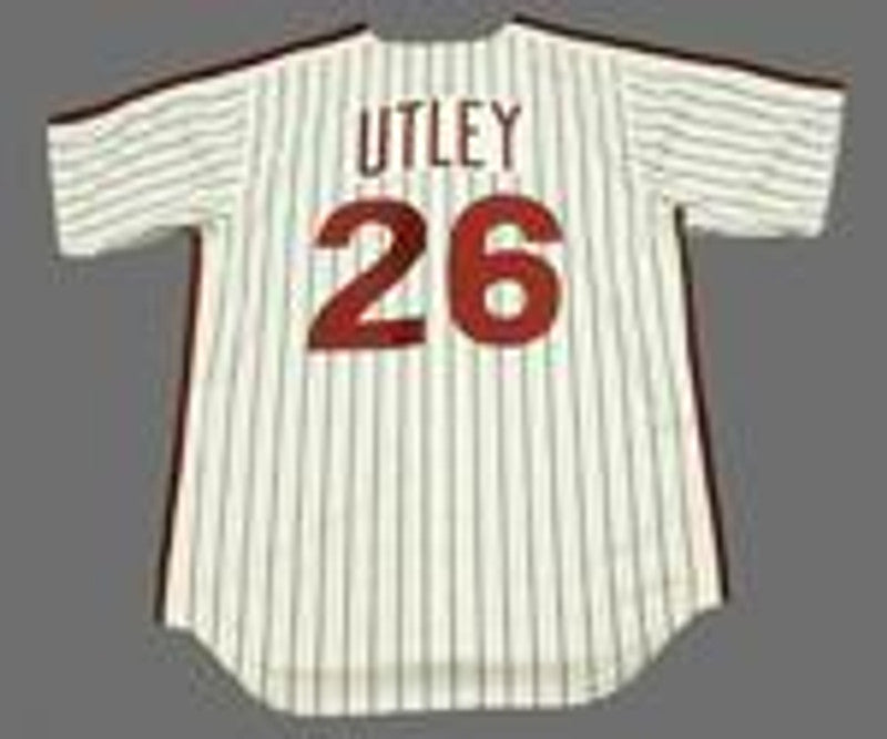 Philadelphia Phillies Chase Utley 1980s Cooperstown MLB jersey front view