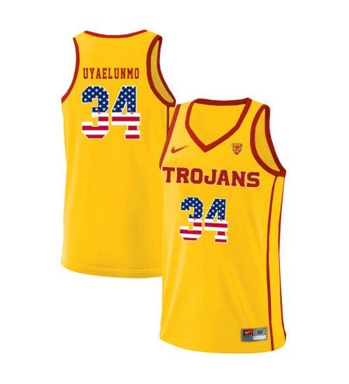 USC Trojans Victor Uyaelunmo 11014 #34 Yellow stitched throwback college basketball jersey