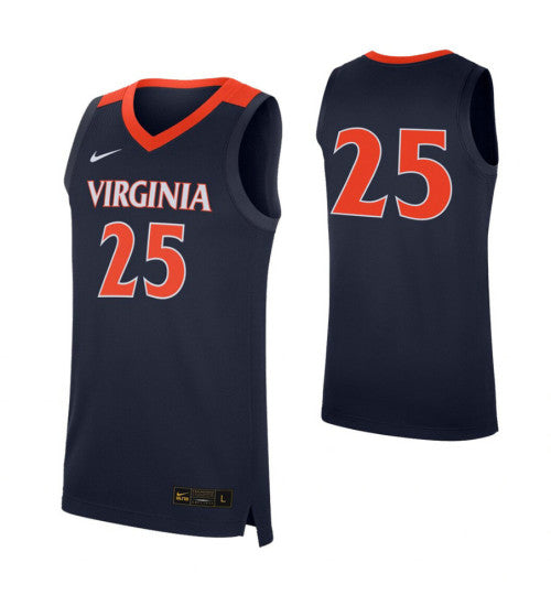 Virginia Cavaliers 25 College Basketball Jersey Navy | Stitched Jersey RTJS 6218
