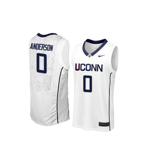 Uconn Huskies Antwoine Anderson #0 White stitched throwback college basketball jersey