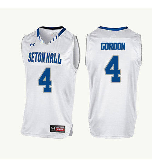 Seton Hall Pirates 4 Eron Gordon College Basketball Jersey White | Stitched Jersey RTJS 7237