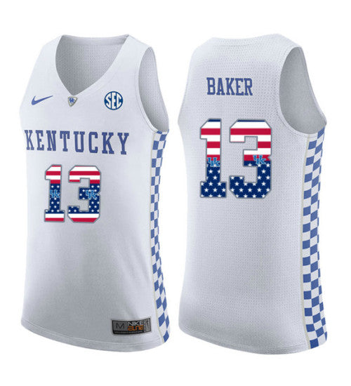 Kentucky Wildcats 13 Jemarl Baker College Basketball Jersey White stitched retro jersey