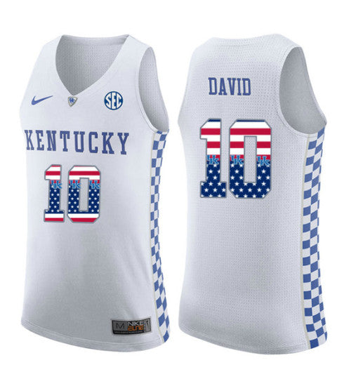 Kentucky Wildcats 10 Jonny David College Basketball Jersey White stitched retro jersey