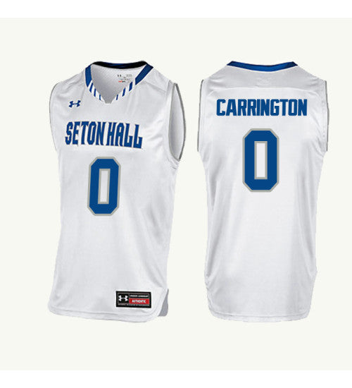 Seton Hall Pirates Khadeen Carrington #0 White stitched throwback college basketball jersey