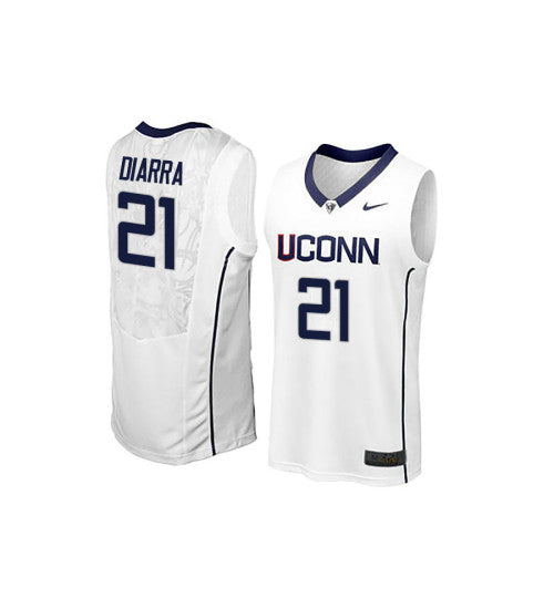 Uconn Huskies Mamadou Diarra #21 White stitched throwback college basketball jersey