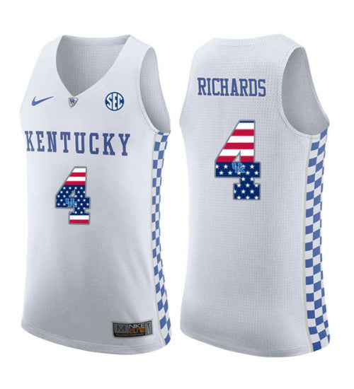 Kentucky Wildcats 4 Nick Richards College Basketball Jersey White | Stitched Jersey RTJS 3577