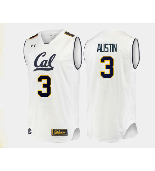 California Golden Bears 3 Paris Austin College Basketball Jersey White stitched basketball jersey for game day fanwear