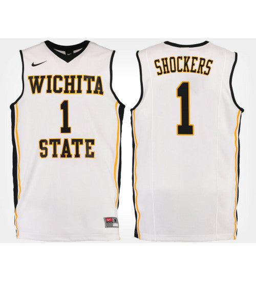 Wichita State Shockers Wichita State Shockers Jersey #1 White stitched throwback college basketball jersey
