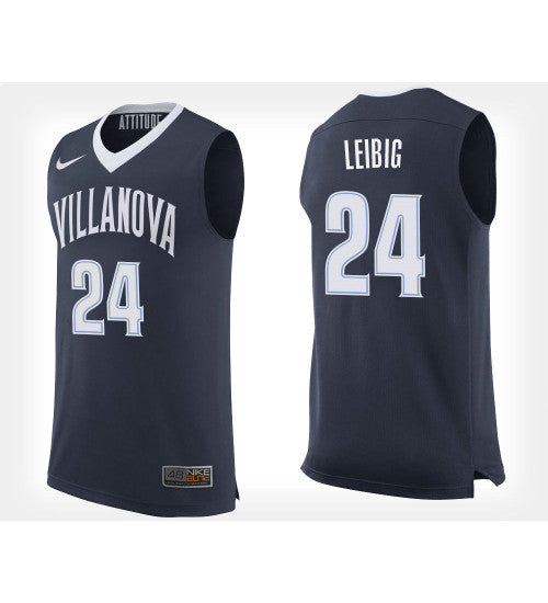 Villanova Wildcats Tom Leibig Home #24 Navy stitched throwback college basketball jersey
