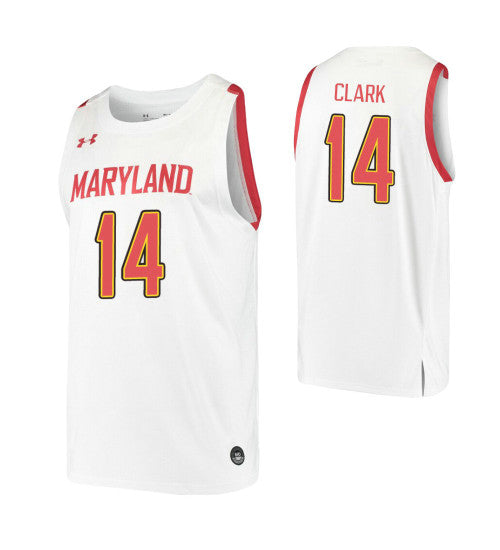 Maryland Terrapins 14 Will Clark White College Basketball Jersey | Stitched Jersey RTJS 9075