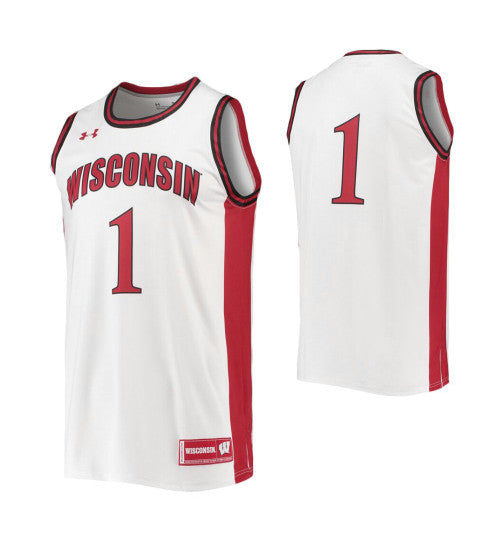 Wisconsin Badgers 1 College Basketball Jersey White 5831 | Stitched Jersey RTJS 5917