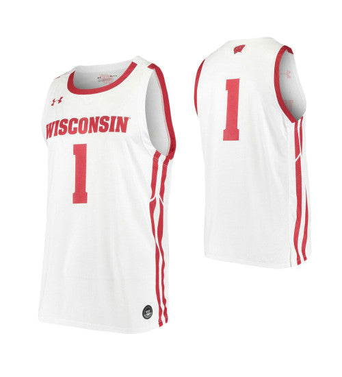 Wisconsin Badgers 1 College Basketball Jersey White 5832 | Stitched Jersey RTJS 5916
