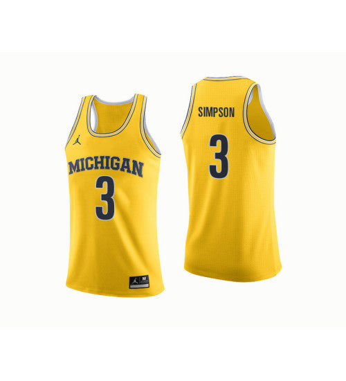 Michigan Wolverines #3 Zavier Simpson College Basketball Jersey Yellow 9037 stitched college jersey