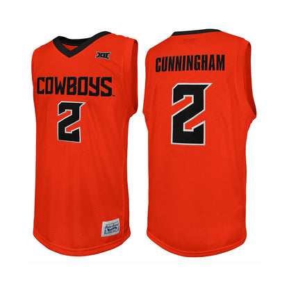 Oklahoma State Cowboys Cunningham #2 Orange stitched throwback college basketball jersey