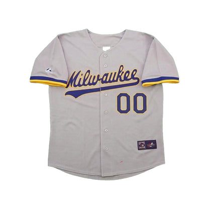 Milwaukee Brewers Grey Road Cooperstown Custom Name Number Stitched Jersey | RTJ15790