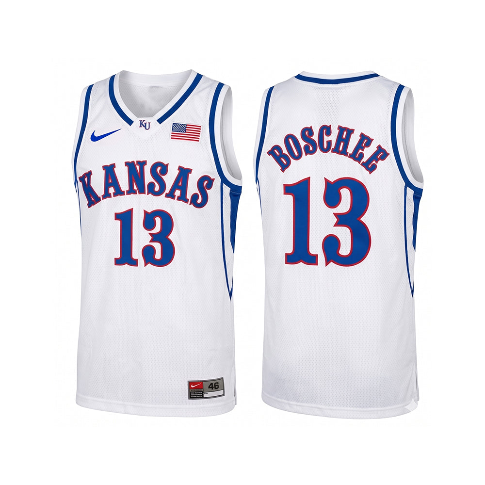 Kansas Jayhawks Jeff Boschee #13 White stitched throwback college basketball jersey