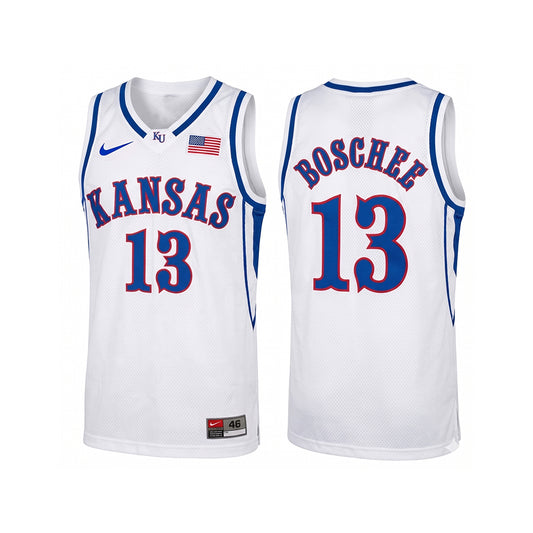 Kansas Jayhawks Jeff Boschee #13 White stitched throwback college basketball jersey