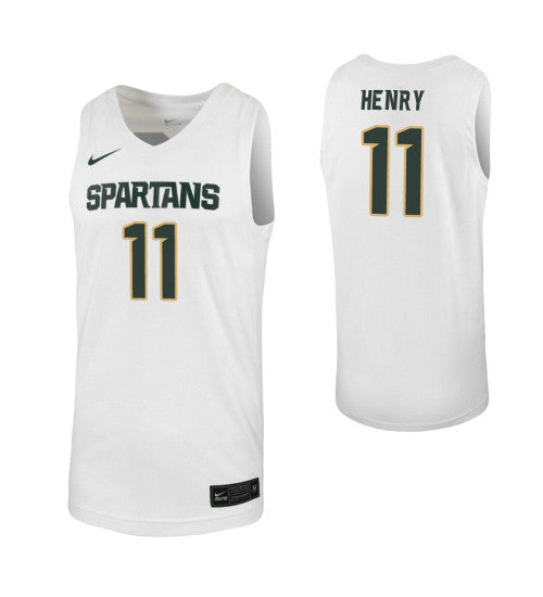 Michigan State Spartans 11 Aaron Henry White College Basketball Jersey | Stitched Jersey RTJS 8863