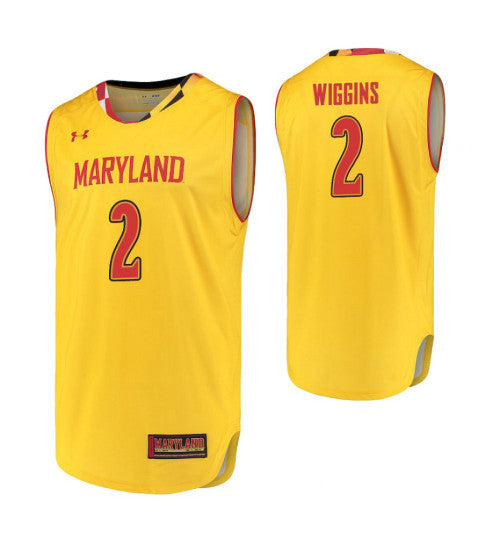 Maryland Terrapins 2 Aaron Wiggins Yellow College Basketball Jersey 8529 | Stitched Jersey RTJS 3219