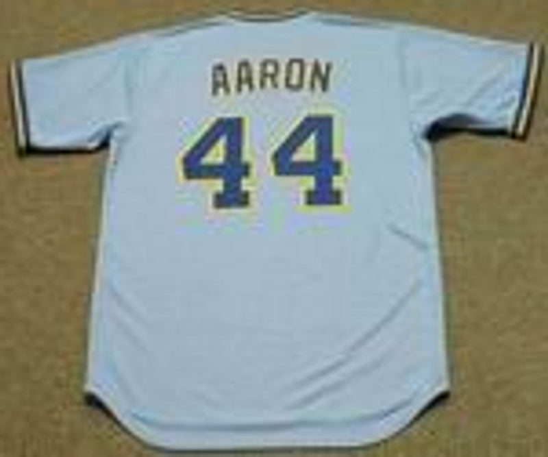 Milwaukee Brewers Hank Aaron Cooperstown MLB jersey front view
