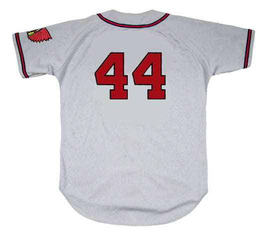 Hank Aaron Milwaukee Braves 1955 Away Throwback Baseball Jersey jersey front view
