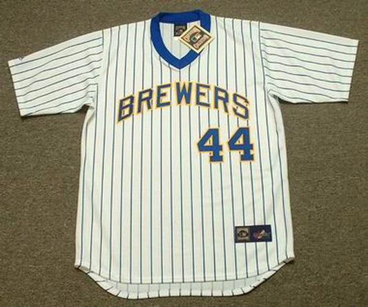 HA MB Milwaukee Cooperstown Throwback Home Stitched Jersey, Vintage Baseball Jersey, Retro Sewn Jersey