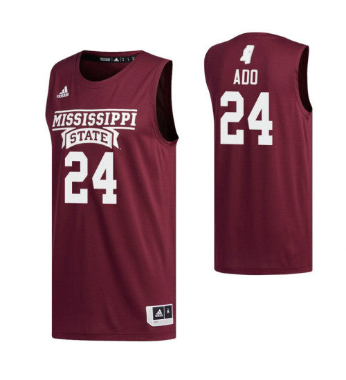 Mississippi State Bulldogs #24 Abdul Ado College Basketball Jersey Maroon 9202 stitched college jersey