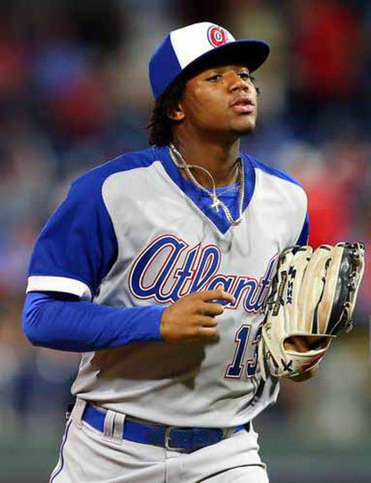 Atlanta Braves Ronald Acuna Jr 1970s MLB jersey front view