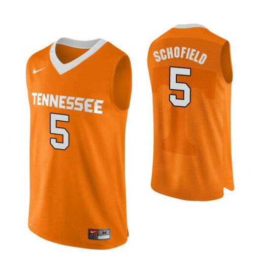 Tennessee Volunteers Admiral Schofield Performance #5 Orange stitched throwback college basketball jersey