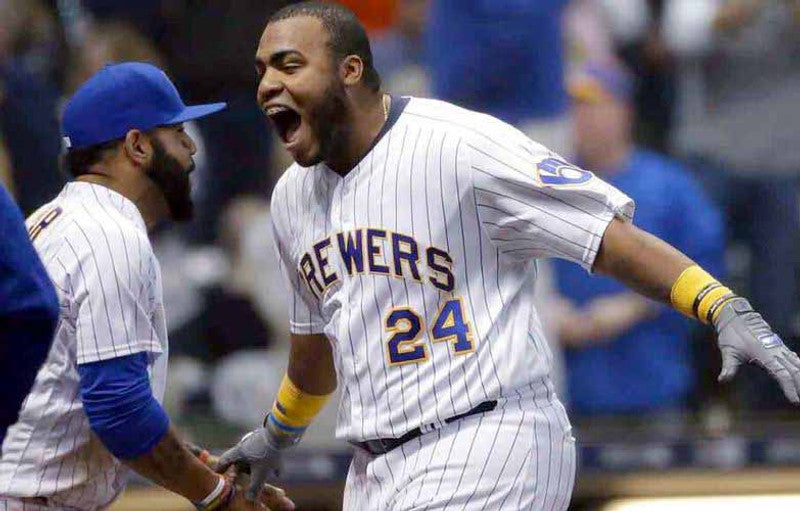 Milwaukee Brewers Jesus Aguilar MLB jersey front view