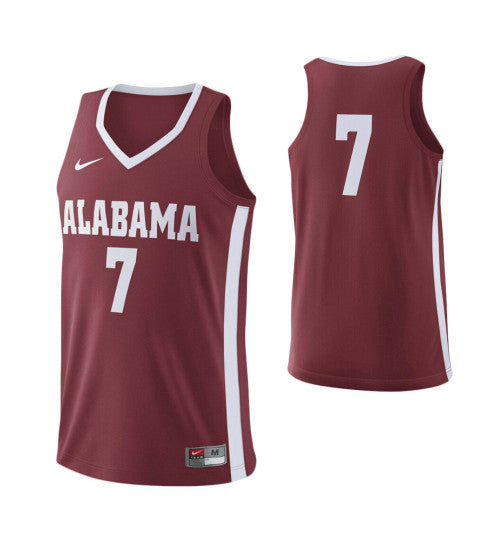 Alabama Crimson Tide 7 College Basketball Jersey Crimson stitched basketball jersey for game day fanwear